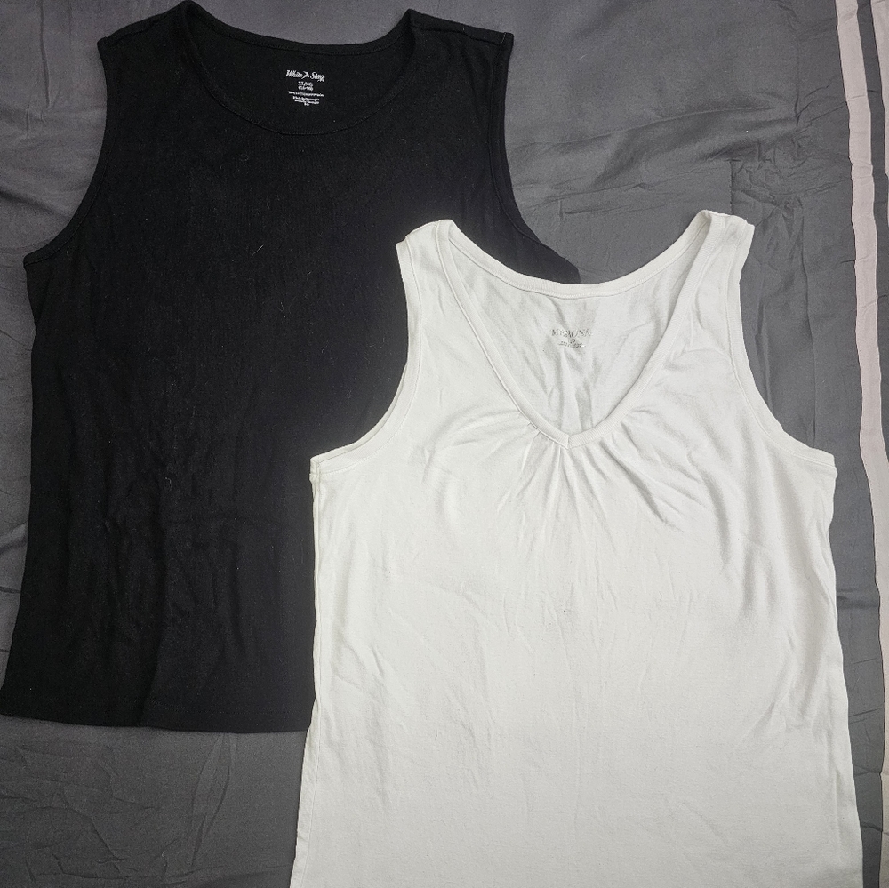 Black and white tank tops 2 pieces L & XL